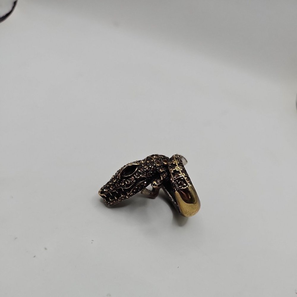 Ring Size 6.50 Alligator Shape Yellow Rhinestones - Picture 5 of 8